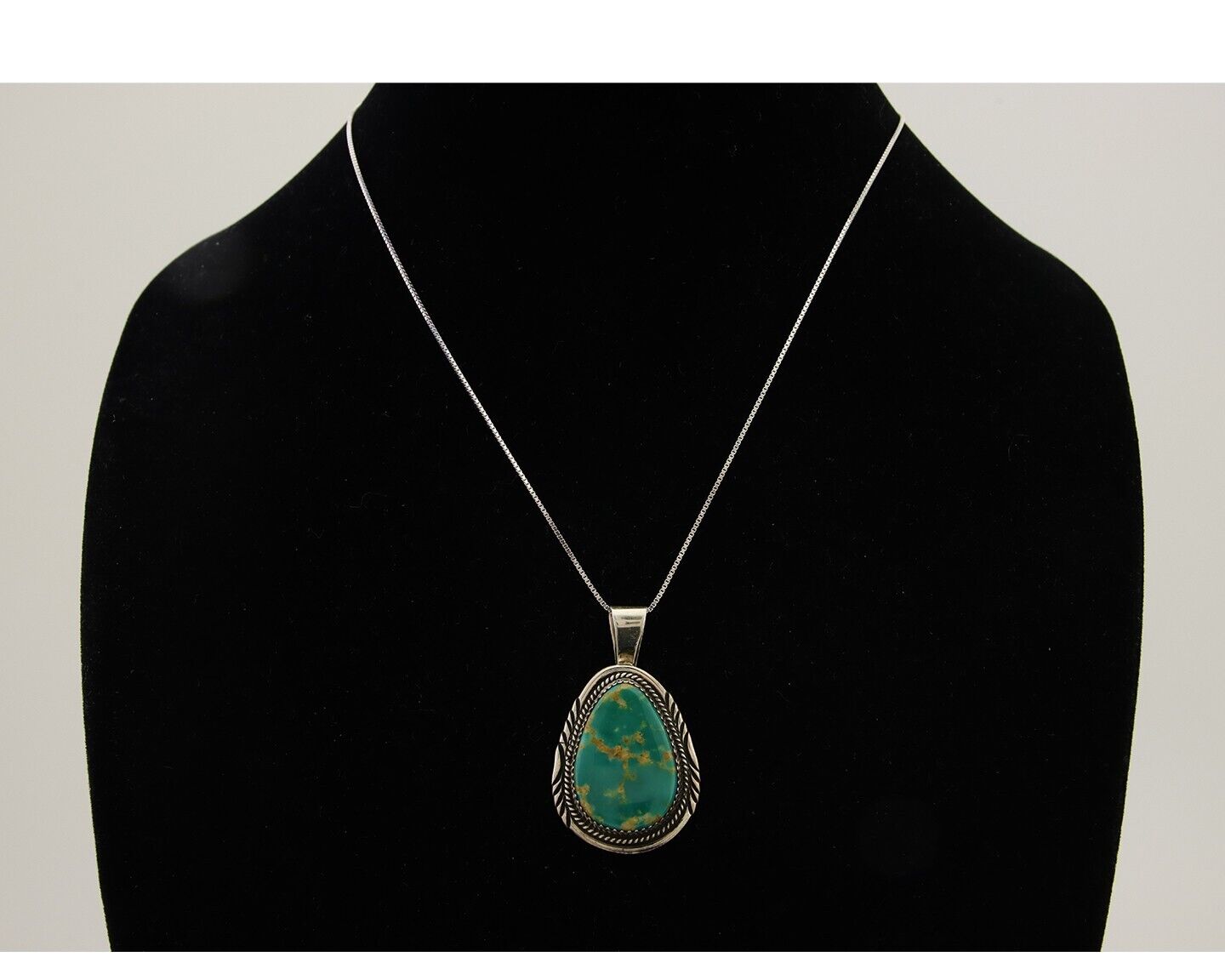 Navajo Necklace 925 Silver Natural Blue Turquoise Artist Signed Mike Begay C.80s