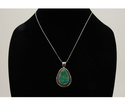 Navajo Necklace 925 Silver Natural Blue Turquoise Artist Signed Mike Begay C.80s