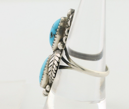 Navajo Ring 925 Silver Sleeping Beauty Turquoise Signed Sharon Cisco C.80's