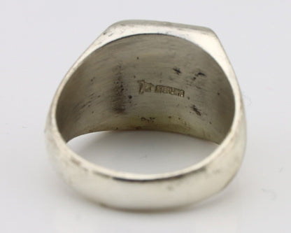 Navajo Ring 925 Silver Kingman Turquoise Signed Sun West Silver Company C.80's