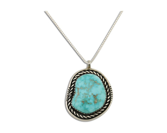 Navajo Necklace 925 Silver Natural Turquoise Artist Signed Yazzie C.80's