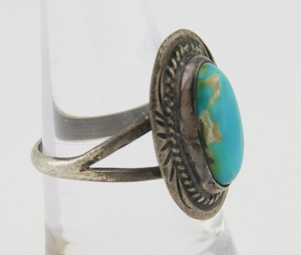Navajo Handmade Ring 925 Silver Natural Turquoise Native Artist C.80's