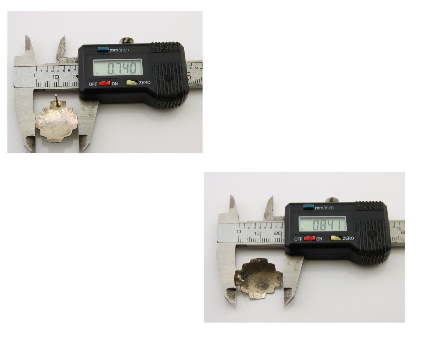 Navajo Hand Stamped Earrings 925 Silver Turquoise Native American Artist C.80's