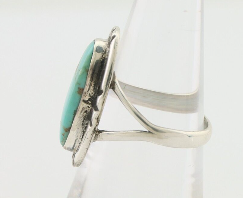 Navajo Ring 925 Silver Blue Gem Turquoise Native American Artist C.80's
