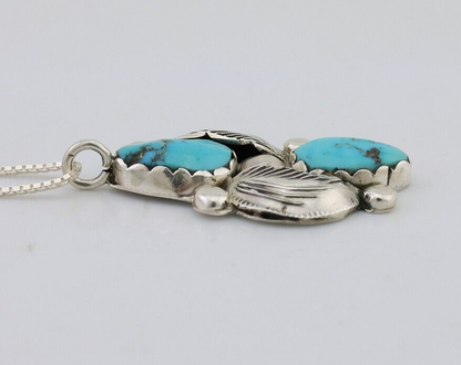 Navajo Turquoise Handmade Necklace 925 Silver Signed Simplicio C.80s