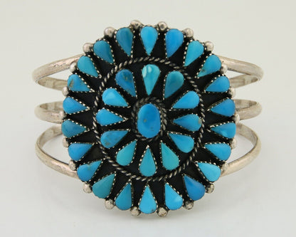 Navajo Bracelet 925 Silver Blue Turquoise Native American Artist C.80's
