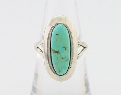 Navajo Ring 925 Silver Kingman Turquoise Artist Signed Kachina C.80's