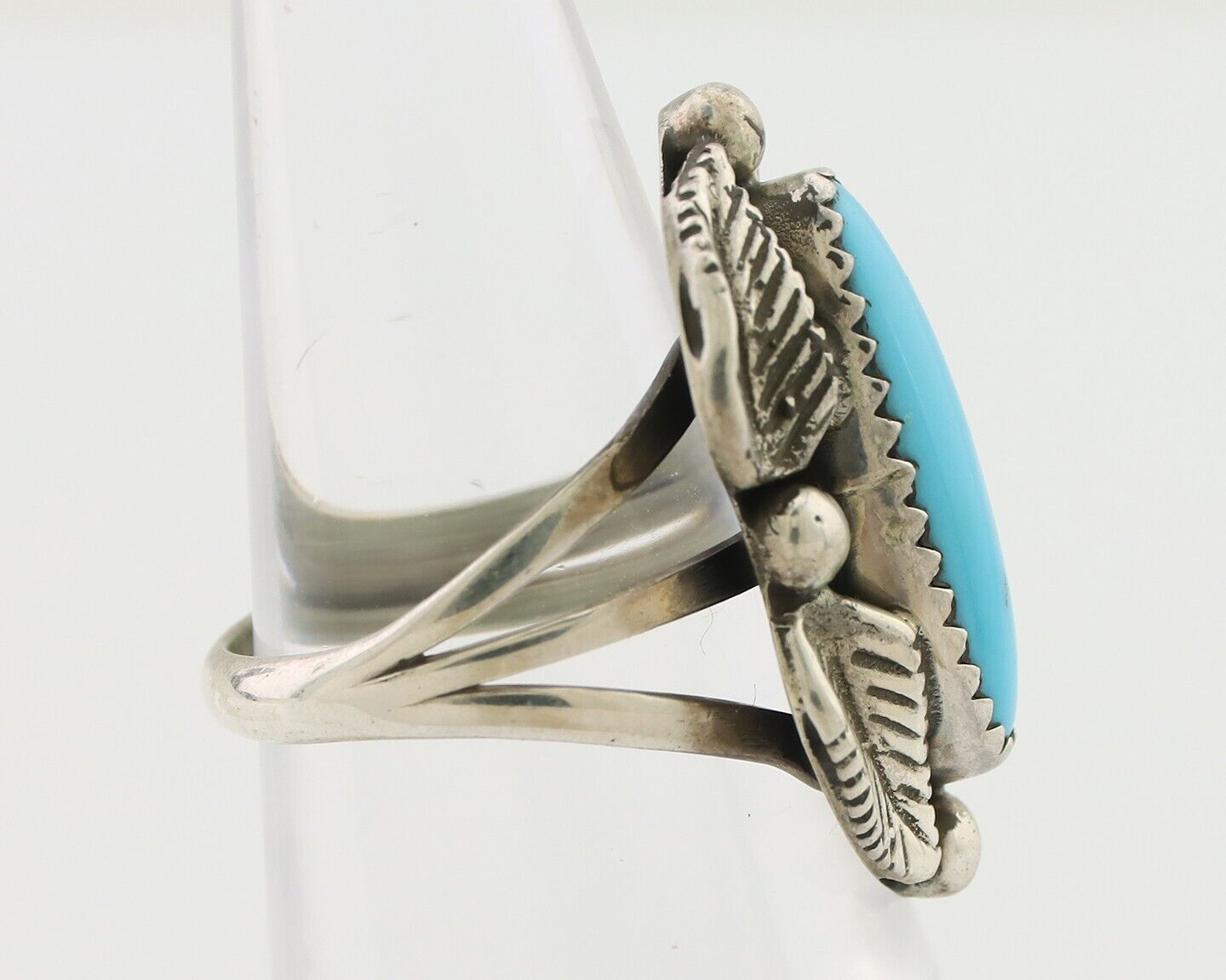 Navajo Ring 925 Silver Kingman Turquoise Artist Signed SC Size 6.0 C.80's