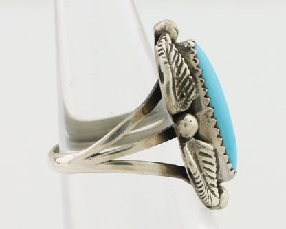Navajo Ring 925 Silver Kingman Turquoise Artist Signed SC Size 6.0 C.80's