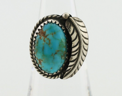 Navajo Ring 925 Silver Blue Kingman Turquoise Native American Artist C.80's