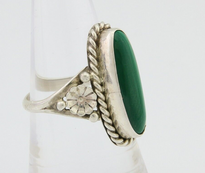 Navajo Ring 925 Silver Buffalo Tuquoise Artist Signed Davina Benally Size 7.25