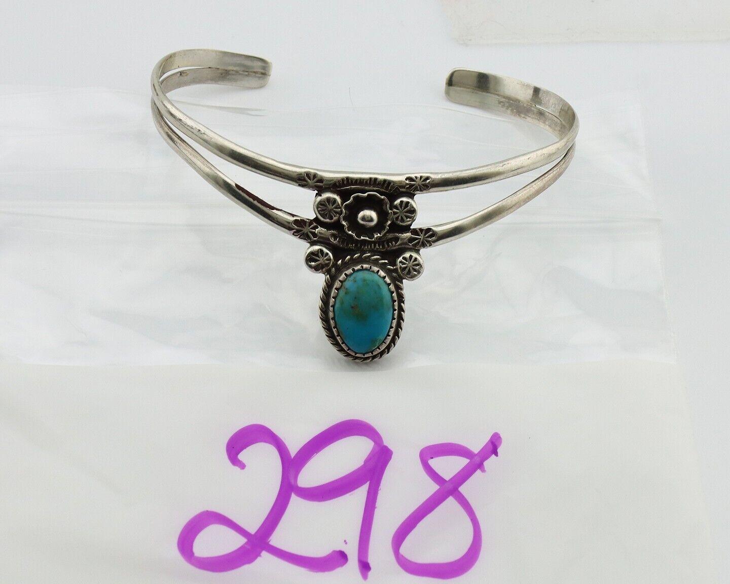 Navajo Bracelet 925 Silver Kingman Turquoise Artist Native American C.80's