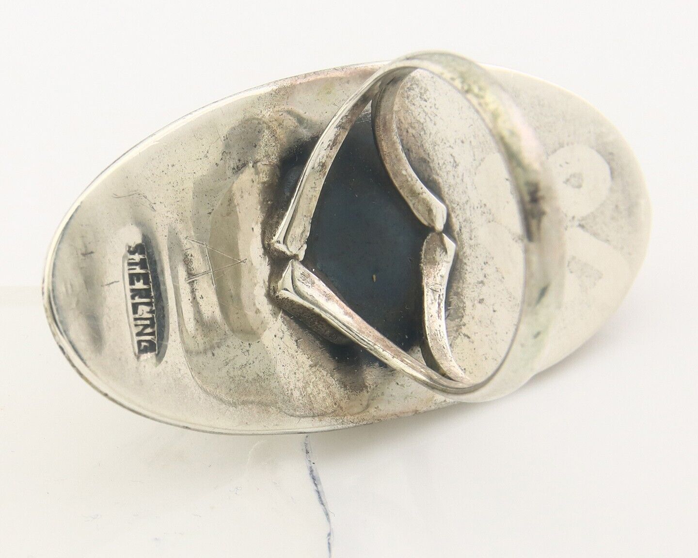 Navajo Ring 925 Sterling Turquoise Handmade Native Artist C.80's Size 7.0