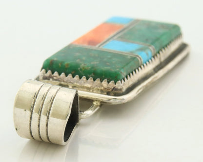Navajo Pendant 925 Sterling Silver Natural Gemstones Vintage Signed Begay