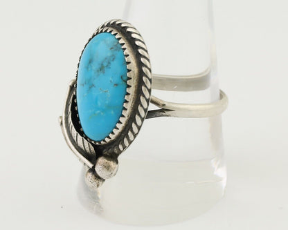 Navajo Ring 925 Silver Natural Kingman Turquoise Native American Artist C.80's