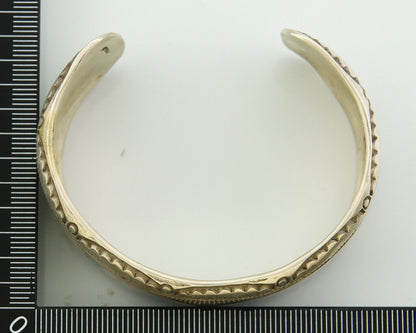 Navajo Bracelet 925 Silver Inlaid Coral & Turquoise Cuff Artist Signed LB C.80's