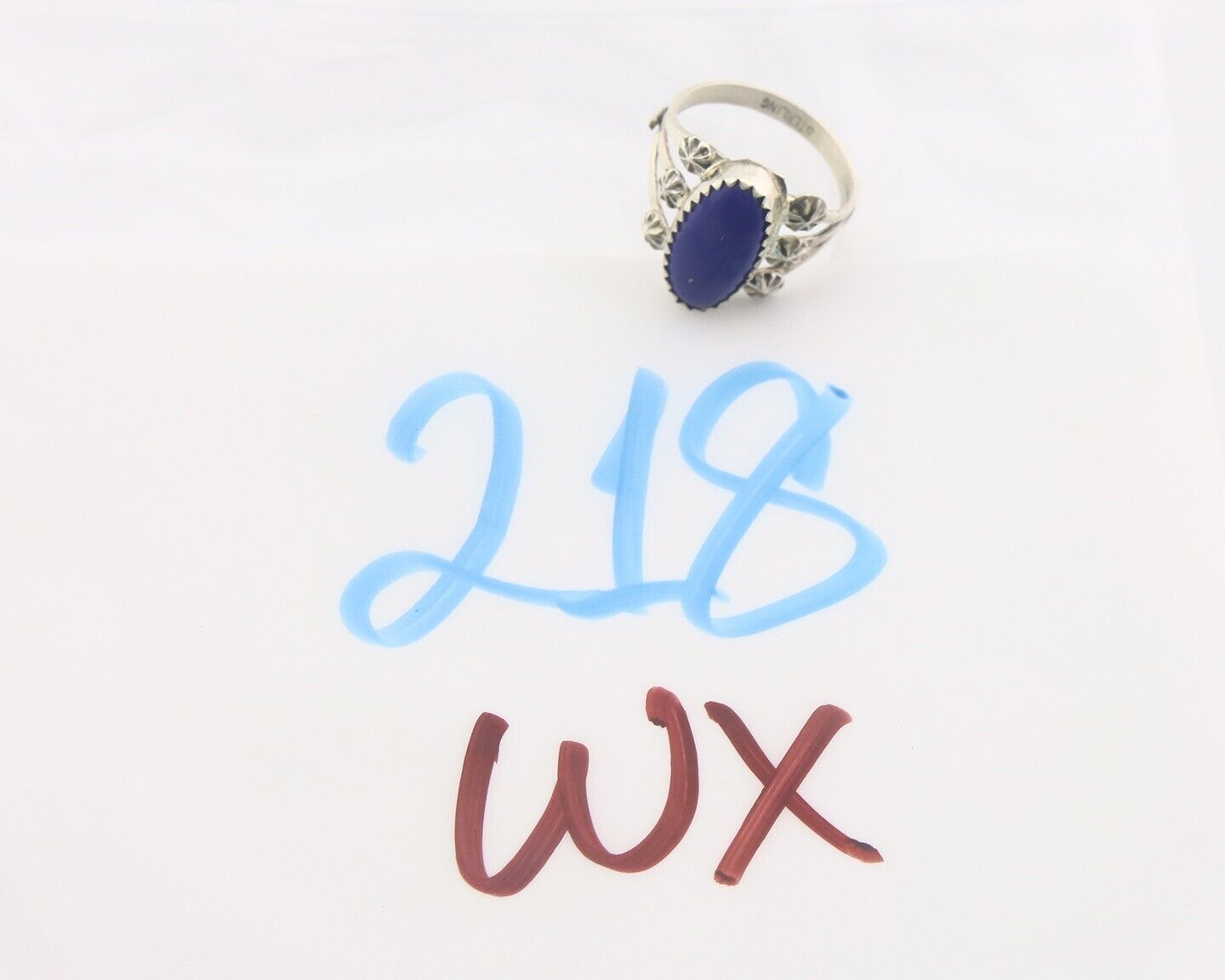 Navajo Ring 925 Sterling Natural Lapis Handmade Native Artist C.80's