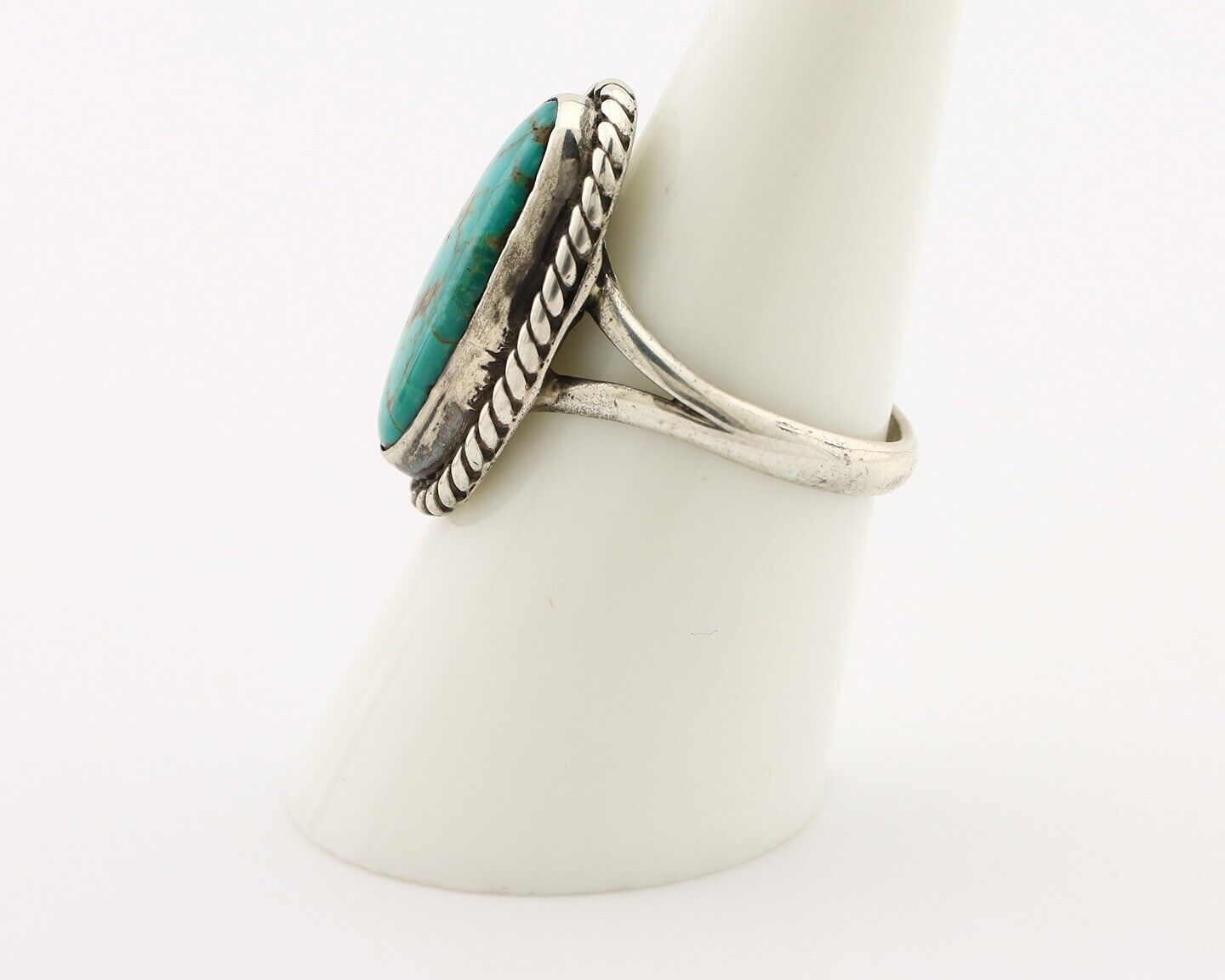 Navajo Ring 925 Silver Kingman Turquoise Artist Signed M Montoya C.80's