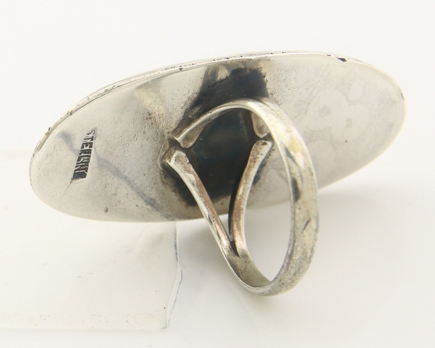 Navajo Ring 925 Sterling Turquoise Handmade Native Artist C.80's Size 6.25