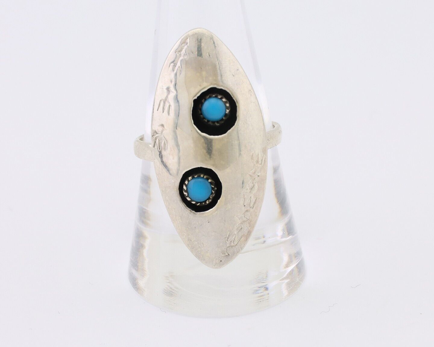Navajo Ring 925 Silver Natural Blue Turquoise Native American Artist C.80's