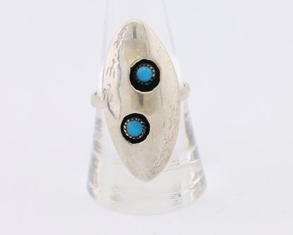 Navajo Ring 925 Silver Natural Blue Turquoise Native American Artist C.80's