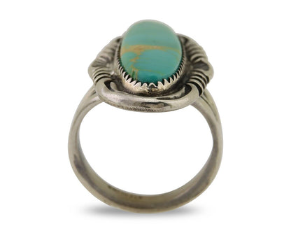 Navajo Hand Stamped Ring 925 Silver Turquoise Native Artist Begay C.80's