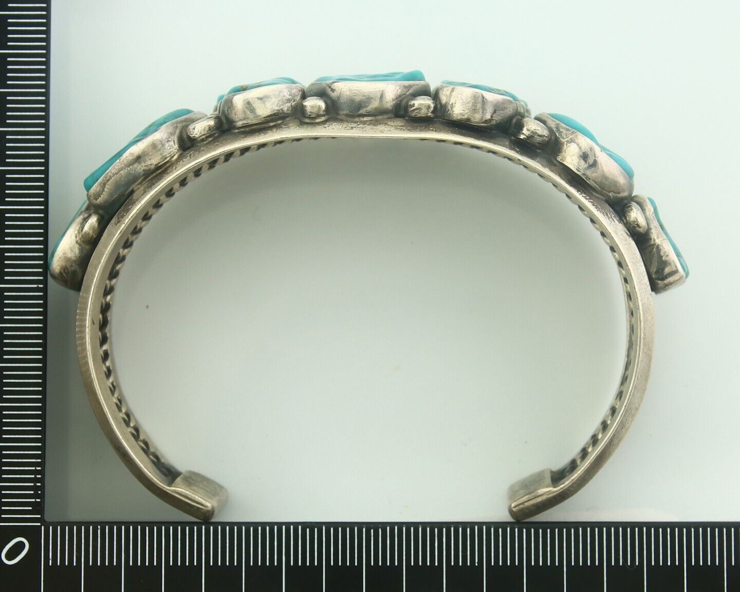 Men Navajo Bracelet 925 Silver Turquoise Cuff Signed Verdy Jake C.80's