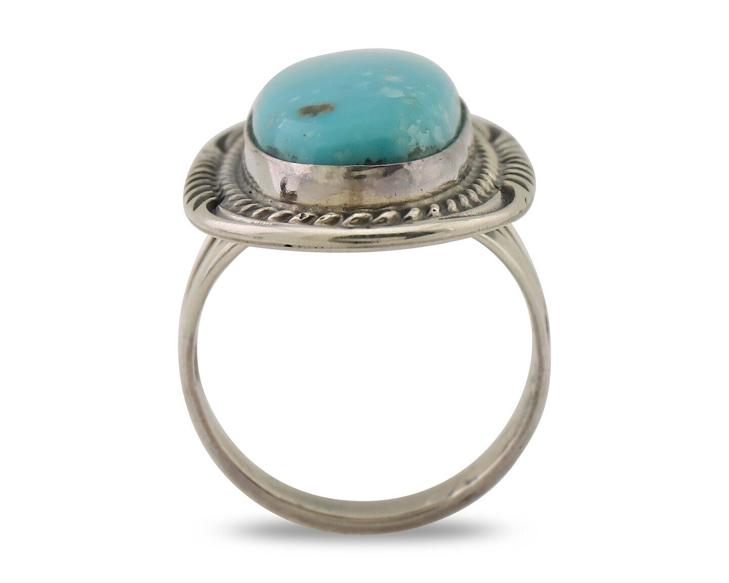 Navajo Ring 925 Silver Blue Turquoise Artist Signed William Denetdale C.80's