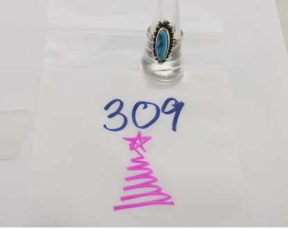 Navajo Ring 925 Silver Sleeping Beauty Turquoise Artist Signed SC C.80's