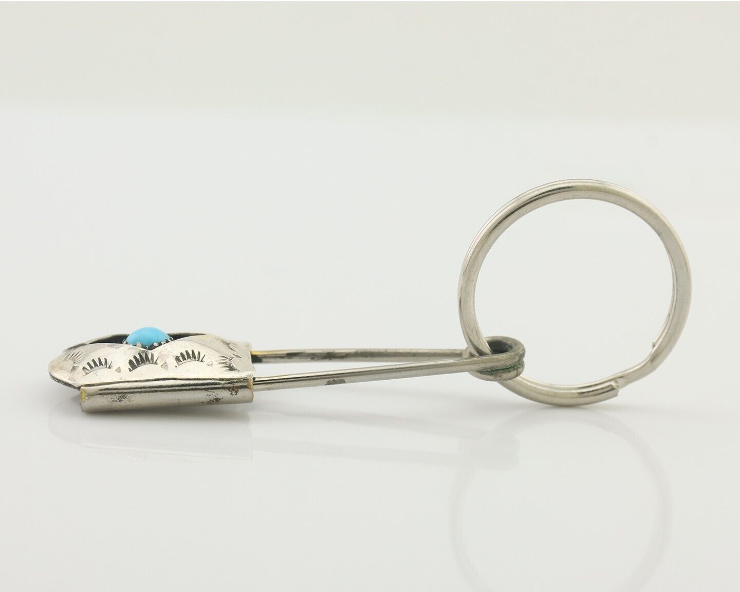 Navajo Hand Stamped Key Chain .925 Silver Handmade Native American Artist C.80's