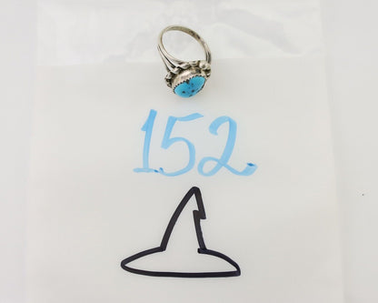 Navajo Ring 925 Silver Sleeping Beauty Turquoise Artist Signed SC C.80's