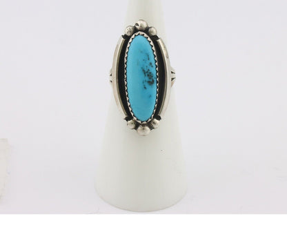 Navajo Ring .925 Silver Sleeping Beauty Turquoise Signed SkyStone Creations C80s