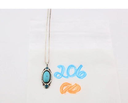 Navajo Necklace Sterling Silver Turquoise Vintage Signed TJW