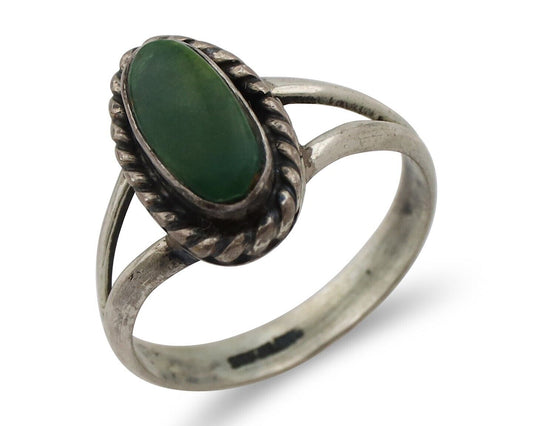 Navajo Ring 925 Silver Green Turquoise Native American Artist C.80's