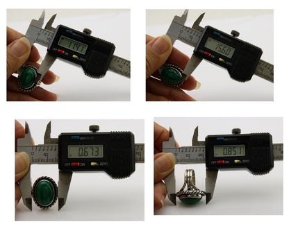 Navajo Ring 925 Silver Natural Malachite Native American Artist C.80's