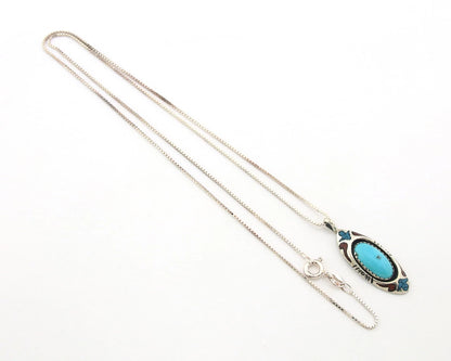 Navajo Necklace Sterling Silver Turquoise Vintage Signed TJW