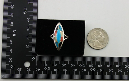 Navajo Ring 925 Silver Turquoise Shell Onyx Spiney Oyster Native Artist C80's
