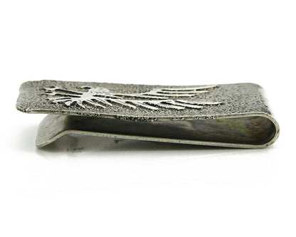 Navajo Money Clip .925 Silver & Nickle Hand Stamped Artist RB C.80's-90's