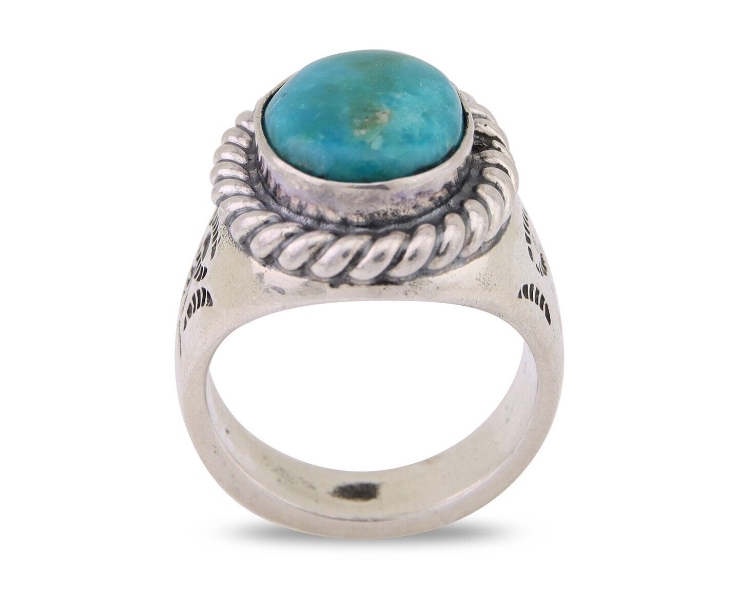 Navajo Ring 925 Silver Natural Blue Turquoise Native American Artist C.80's