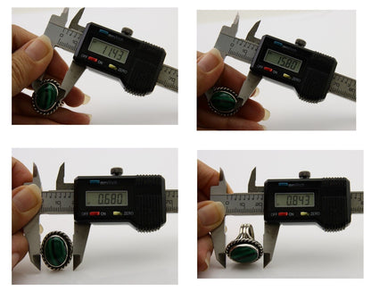 Navajo Ring 925 Silver Natural Malachite Native American Artist C.80's