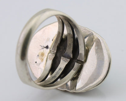 Navajo Hand Stamped Ring 925 Silver Natural Turquoise Native Artist C.80's