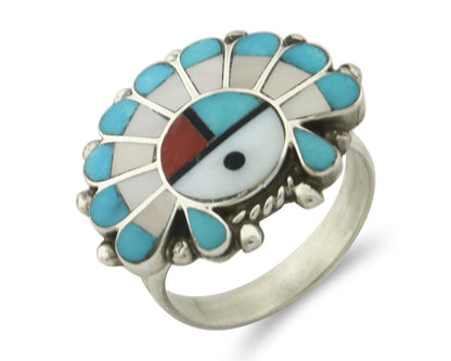 Vintage Zuni Ring 925 Sterling Silver Natural Gemstone Size 6.25