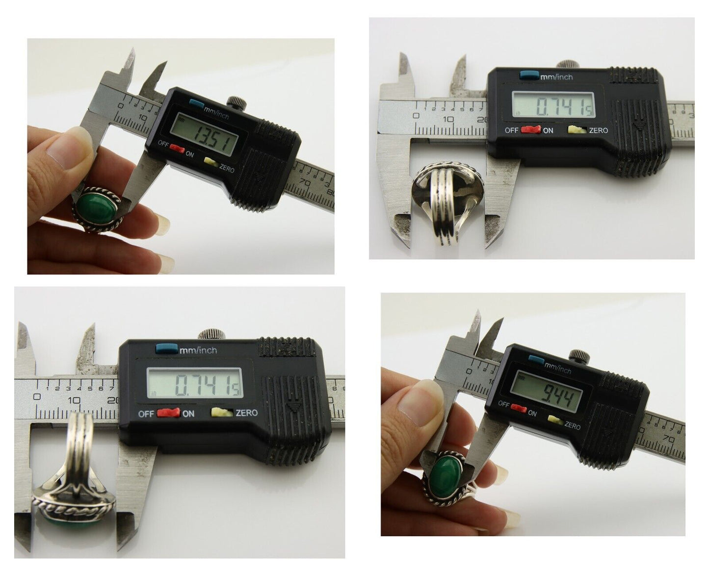 Navajo Ring 925 Silver Natural Malachite Native American Artist C.80's