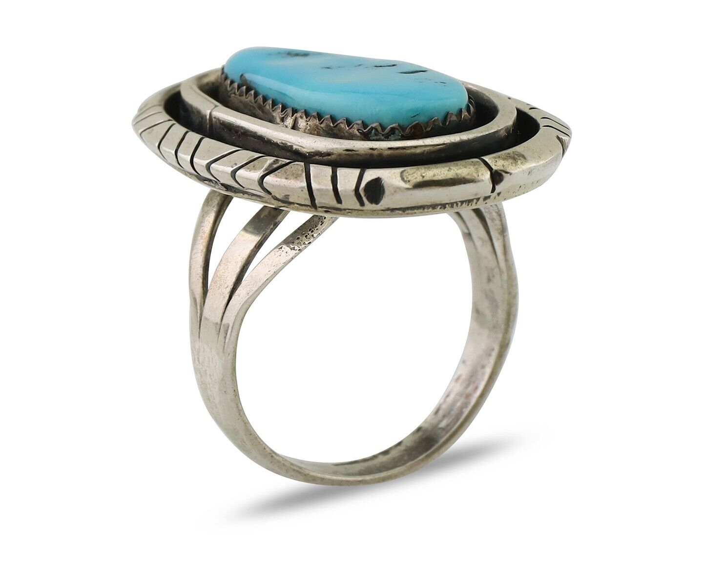Navajo Ring 925 Silver Turquoise Native American Artist C.80's