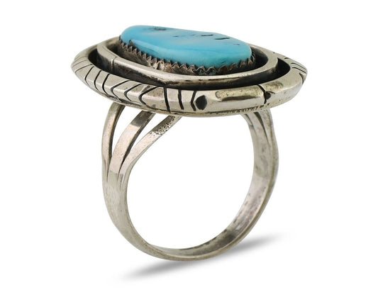 Navajo Ring 925 Silver Turquoise Native American Artist C.80's