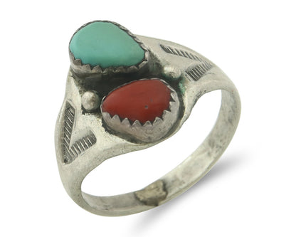 Vintage Navajo Ring 925 Sterling Silver Natural Gemstone Authentic Size 9.75