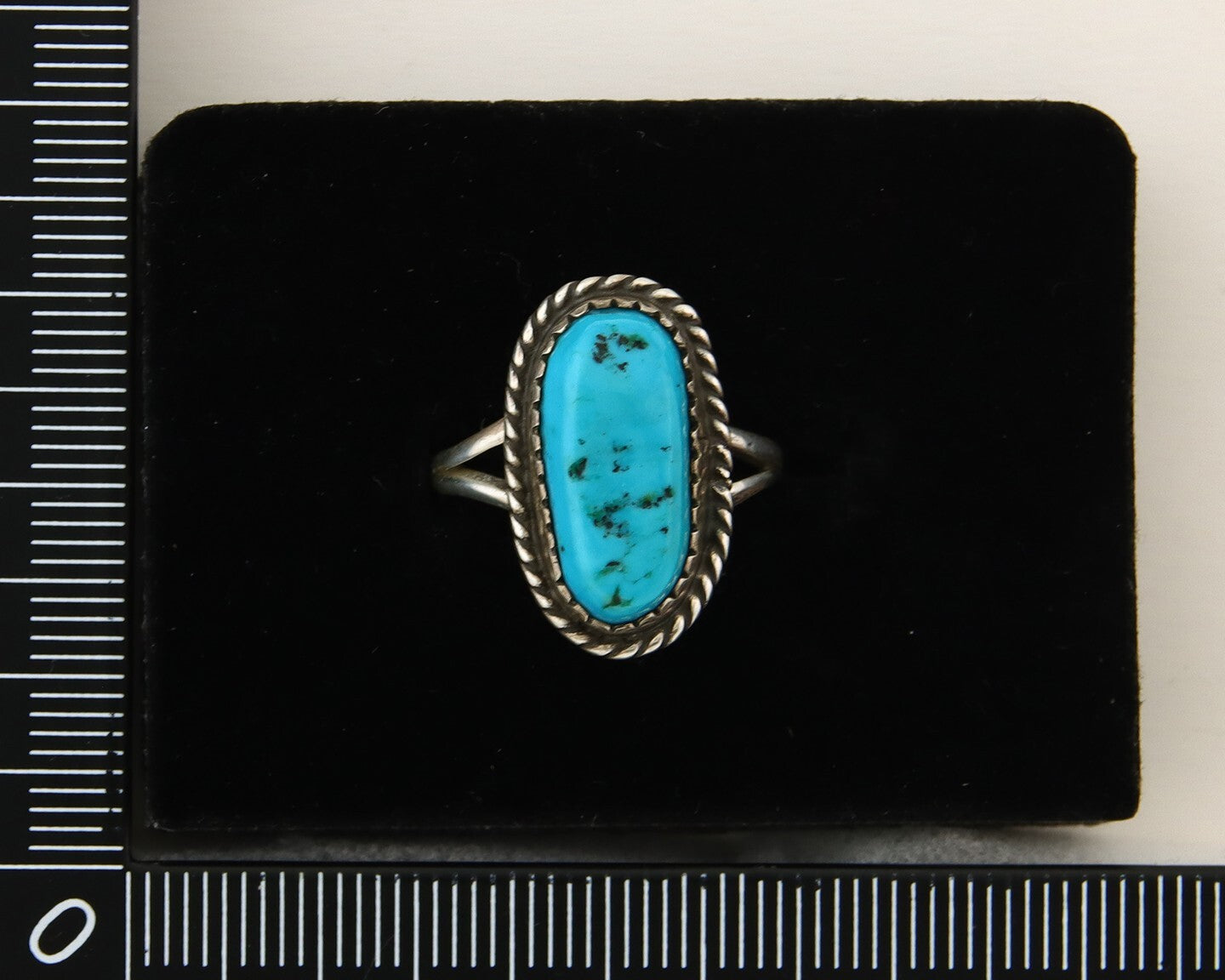 Navajo Ring 925 Sterling Natural Mined Blue Nugget Turquoise C.80's Size 6.0