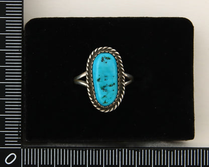 Navajo Ring 925 Sterling Natural Mined Blue Nugget Turquoise C.80's Size 6.0