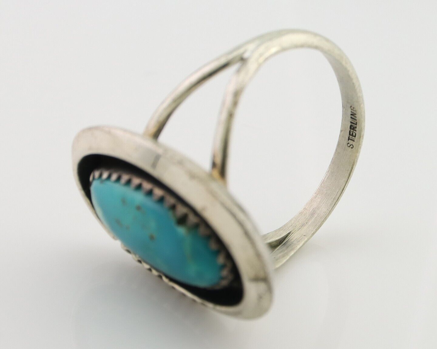 Navajo Ring 925 Silver Natural Turquoise Native American Artist C.80's