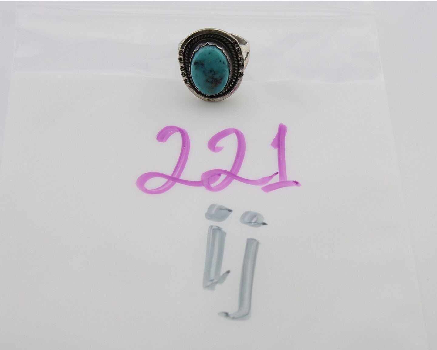 Navajo Ring 925 Silver Blue Turquoise Artist Signed Platero FNE C.80's Size 7.75